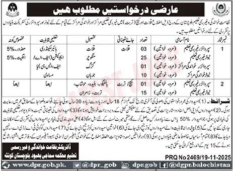 Social Welfare Department Quetta Jobs 2025
