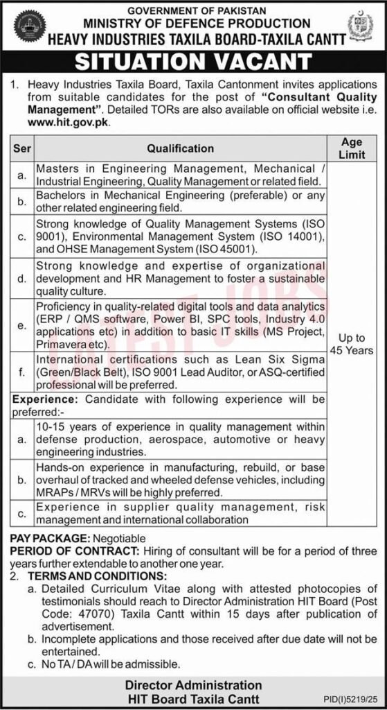 Heavy Industries Taxila Board