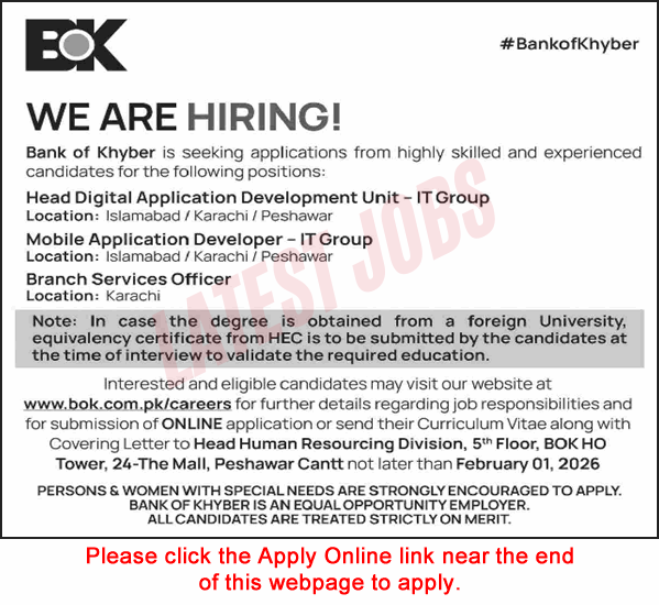 Bank of Khyber Jobs 2026