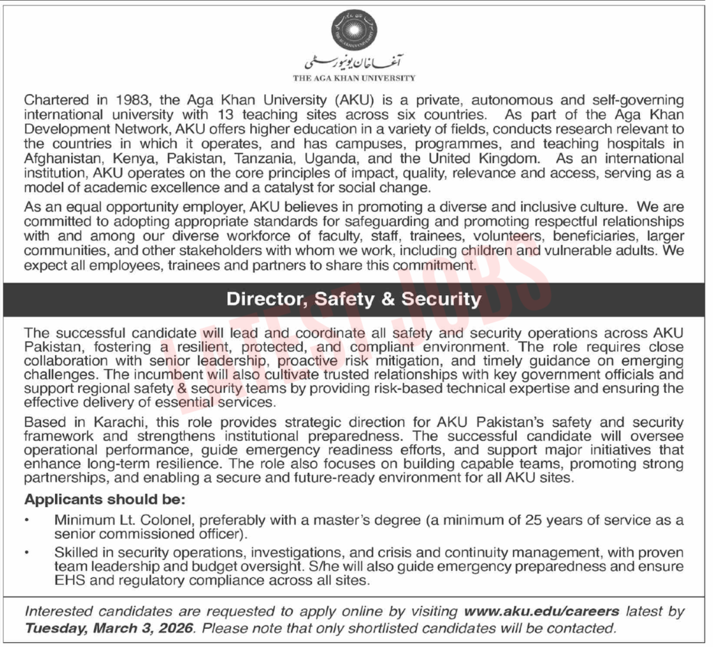 Aga Khan University (AKU) Jobs 2026