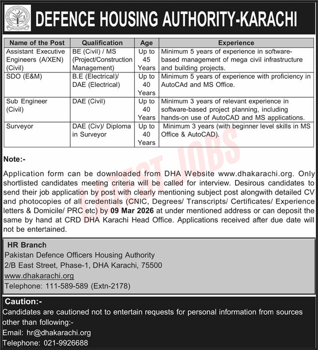 DHA Karachi Jobs 2026