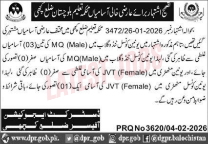 Latest Education Department Kech Jobs 2026