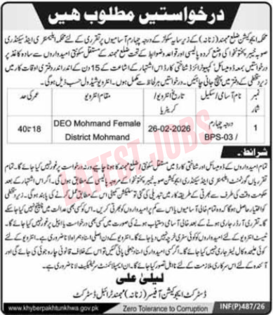 Education Department Mohmand Jobs 2026