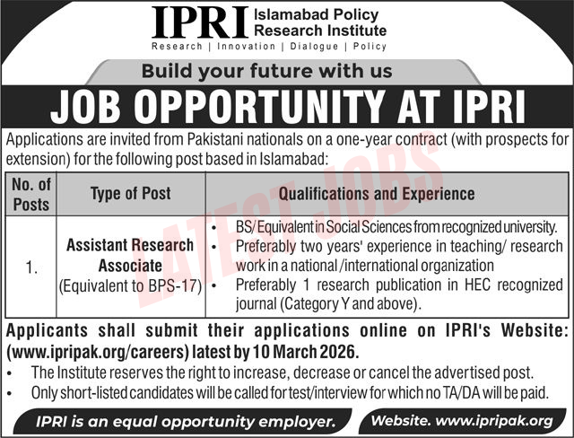 IPRI Jobs 2026