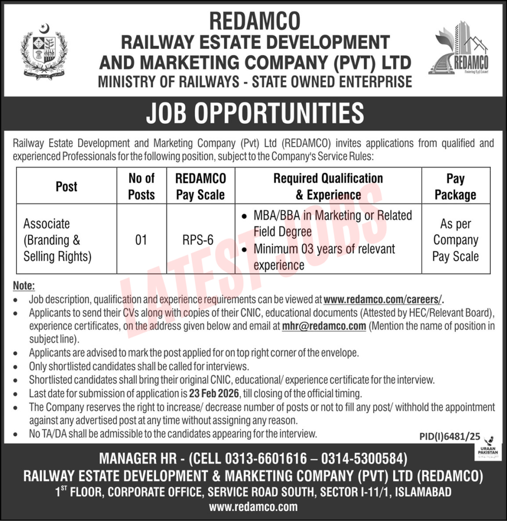 Ministry of Railways Islamabad 2026 Jobs 