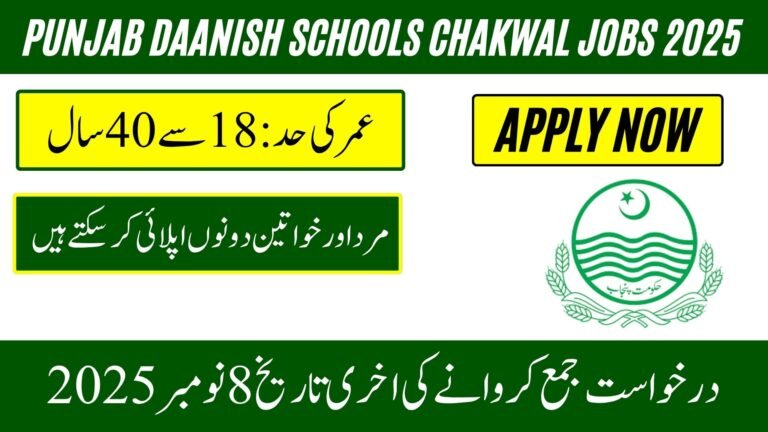 Punjab Daanish Schools Chakwal Jobs 2025
