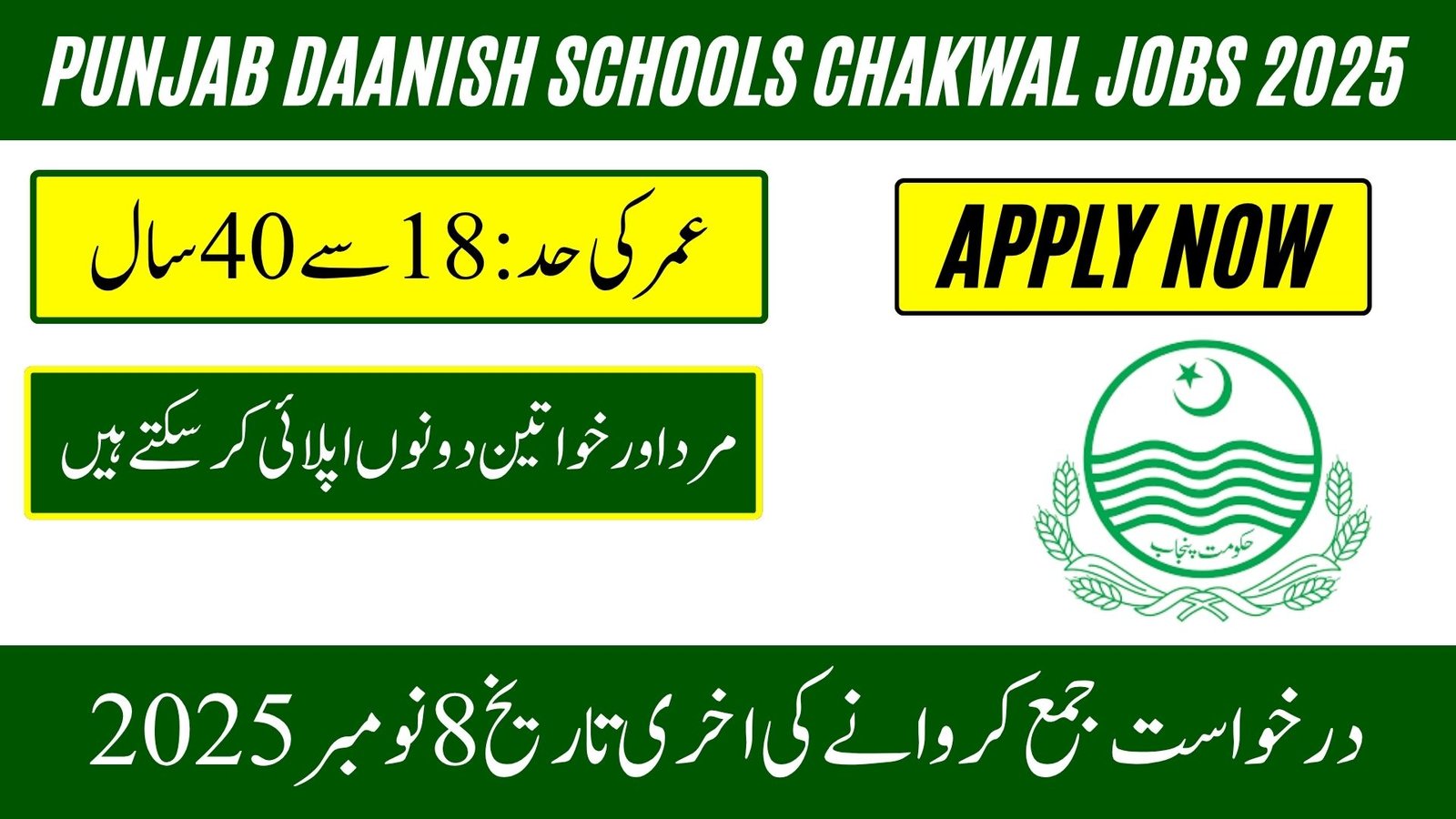 Punjab Daanish Schools Chakwal Jobs 2025