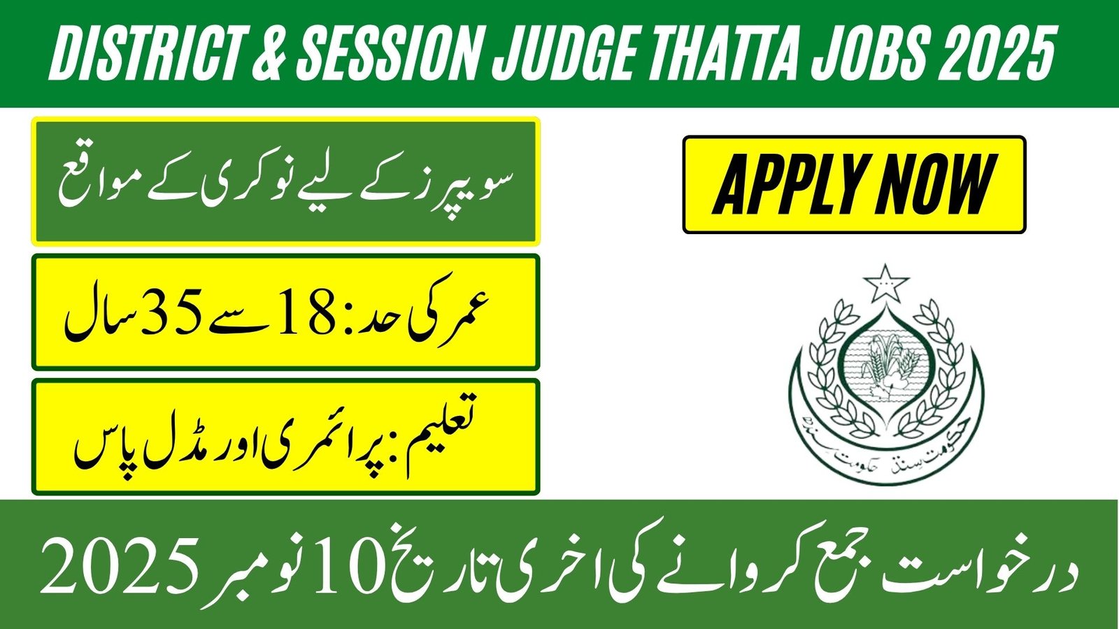 District and Session Judge Thatta Jobs 2025
