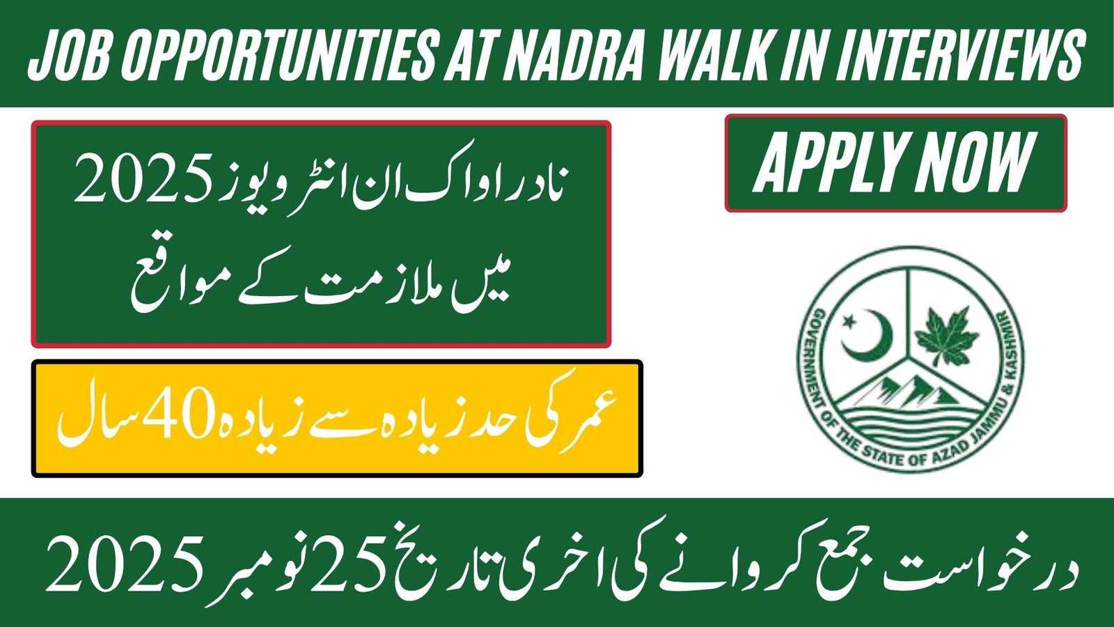NADRA Walk in Interviews 2025 Apply