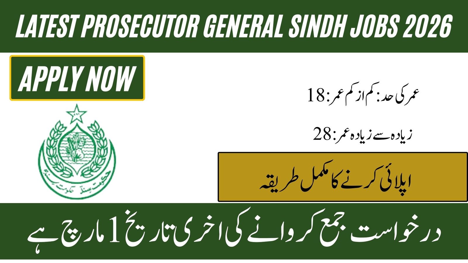 Prosecutor General Sindh Jobs 2026