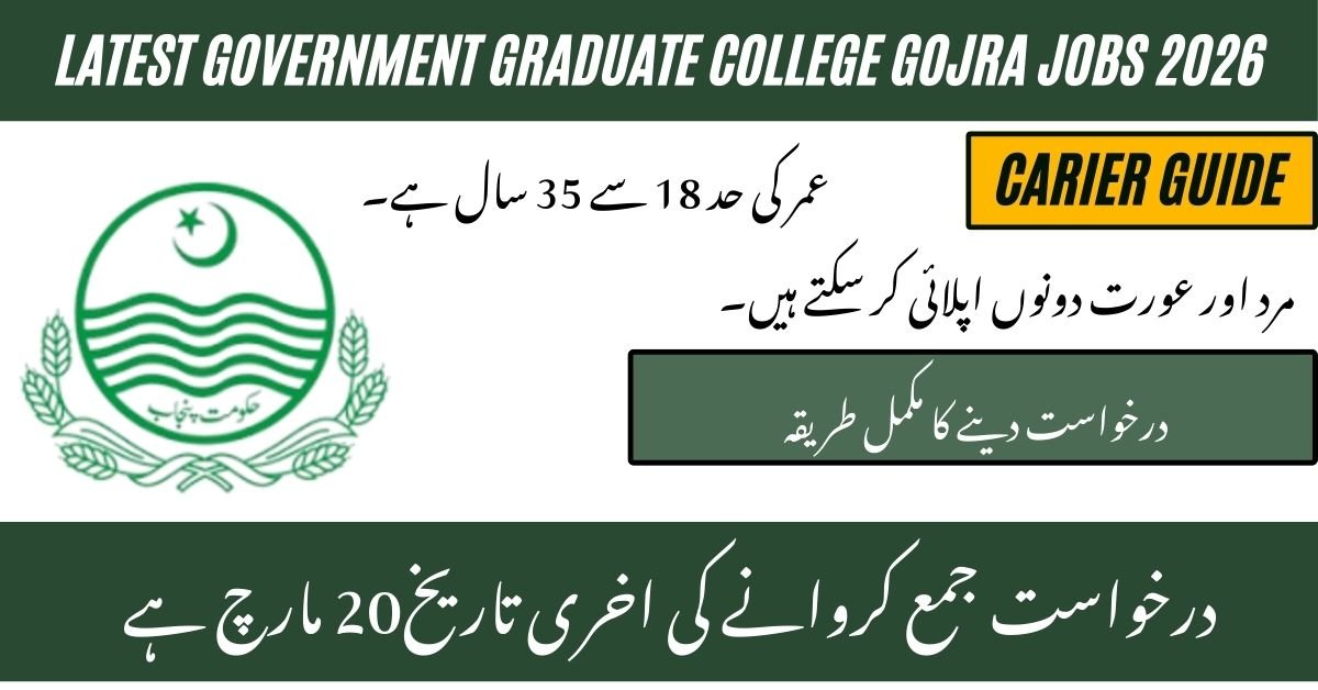 Government Graduate College Gojra Jobs 2026